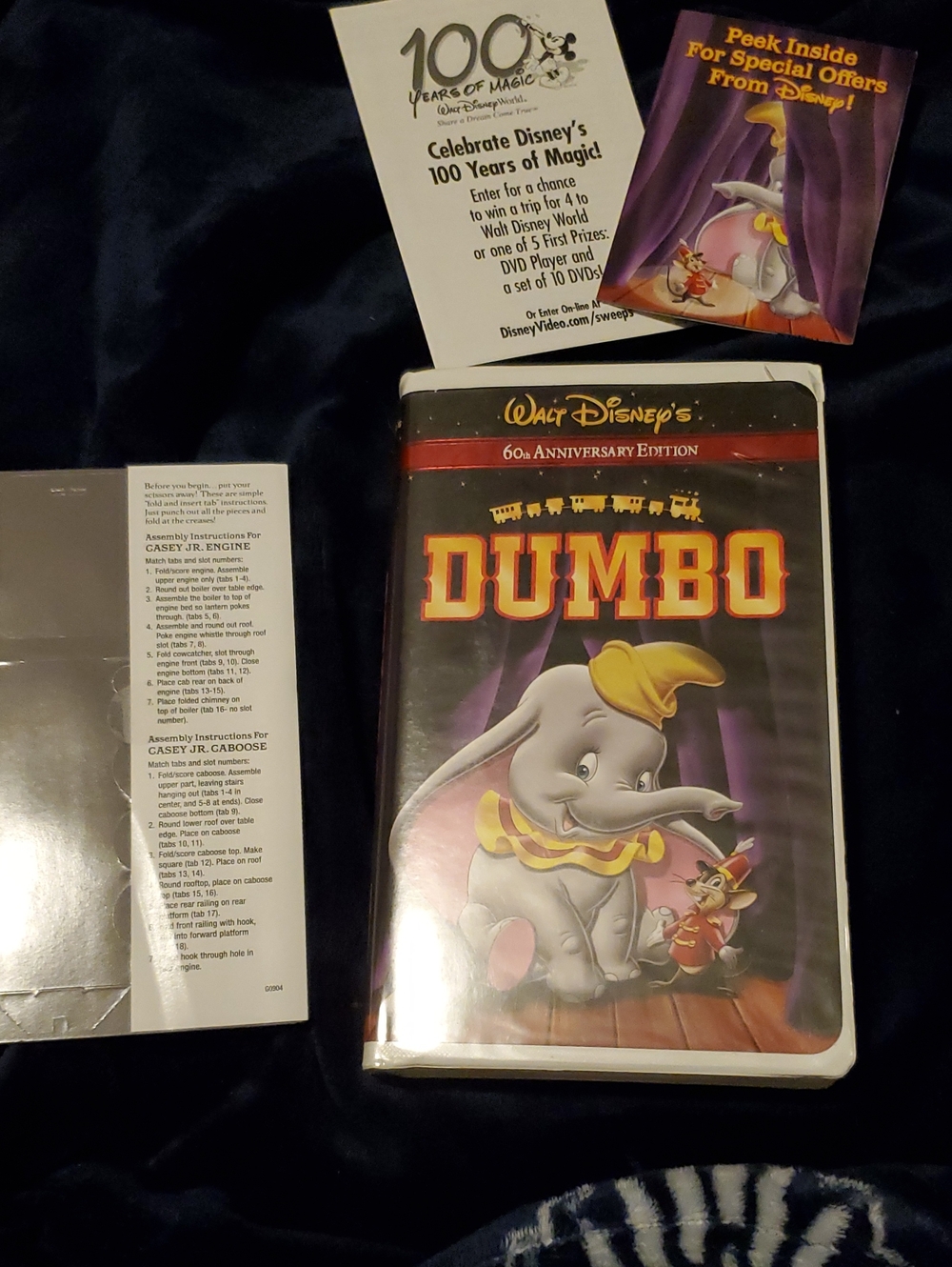Disney Dumbo Vhs With All Original Inserts Fold Casey Jr Caboose Never Opened